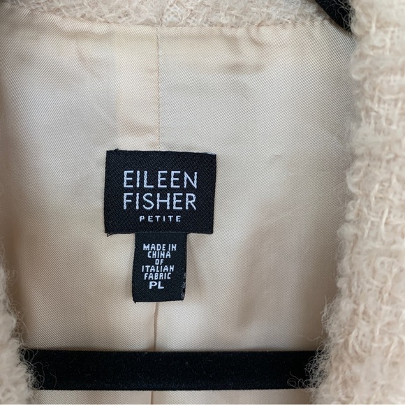 Eileen Fisher Wool Blend Boucle Weave Textured Cream Colored Blazer Size PL - Picture 2 of 7